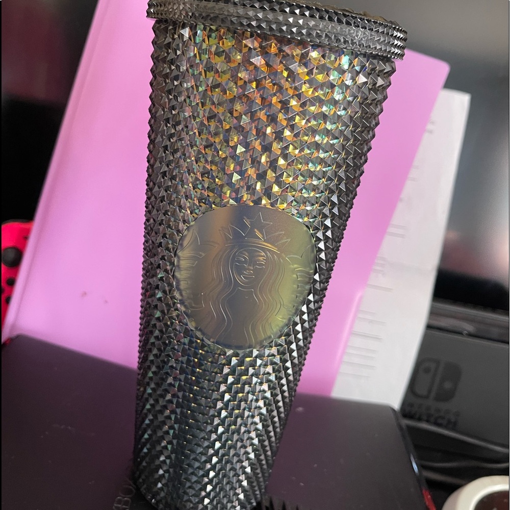 Starbucks tumbler black/grey holo studded